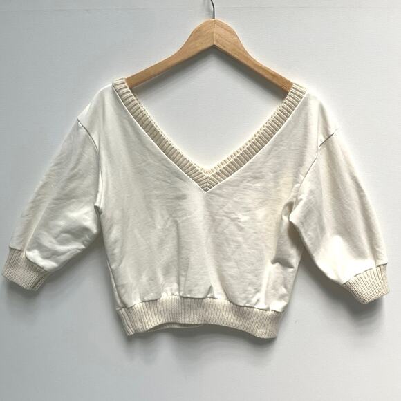 3.1 Phillip Lim French Terry Crop Sweater in Ivory - Size M - Picture 2 of 9